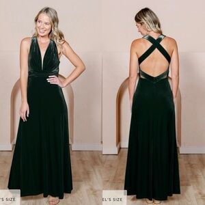 Revelry Dylan Velvet Dress Emerald